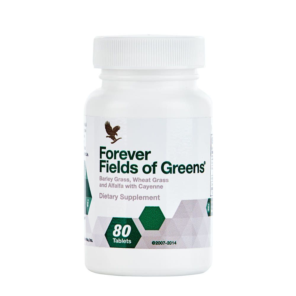 FOREVER® Fields of Greens® 80 Tablets - Pure Barley Grass, Wheat Grass, and Alfalfa with Cayenne